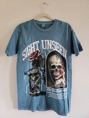 Sight Unseen Play Your Cards Right Graphic Tee Washed Blue Size Medium